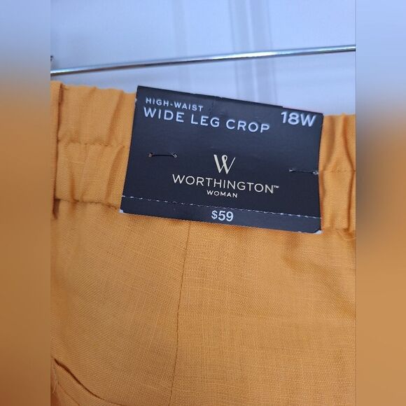 Worthhington yellow linen wide leg grop pants size 18W - Picture 4 of 9